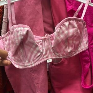 Brand new gingham pink bra 32D